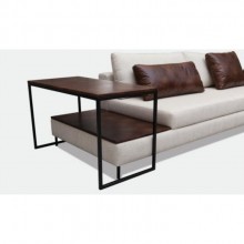 Sof Para Living Com Mesa Lateral Estofado Minimalista